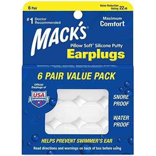 Mack's Pillow Soft Silicone Earplugs - 6 Pair, Value Pack ? The Original Moldable Silicone Putty Ear Plugs for Sleeping, Snoring, Swimming, Travel, Concerts and Studying | Made in USA