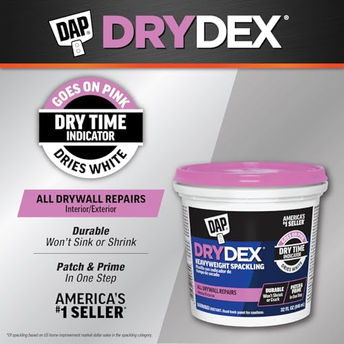 DAP DryDex Spackling Paste 1 Quart - Color-Changing Wall Repair for Interior & Exterior