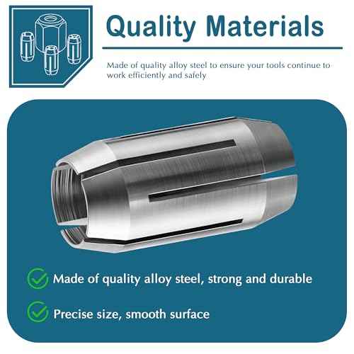 Dreyoo Replacement Collet and Nut Kit Compatible with CN1, Silver, 3 Collets (1/8-inch, 5/32-inch, 1/4-inch) and 1 Nut for Spiral Saw Tools and Drywall Cut out Tools(Silver)