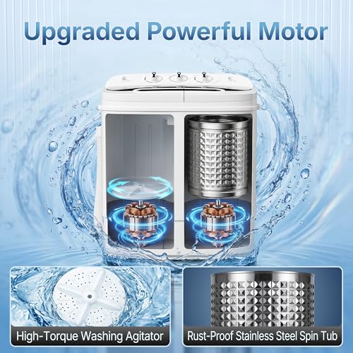 SUPER DEAL Portable Mini Twin Tub Washing Machine 13lb Capacity for Apartments & Camping