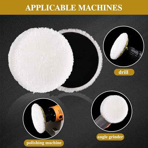 10 PCS 3 Inch Wool Polishing Pad Hook and Loop Buffing Wheel for Orbital Polisher Buffer Synthetic Polisher Wheel (3 Inch Small Size)