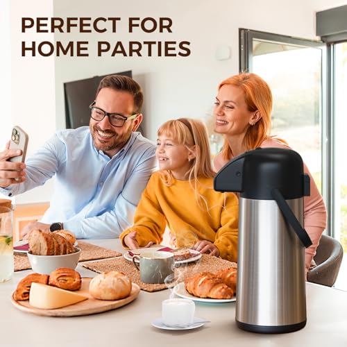 Gezoss 102oz/3L Stainless Steel Airpot Coffee Carafe with Pump, 304 Food-Grade Insulated