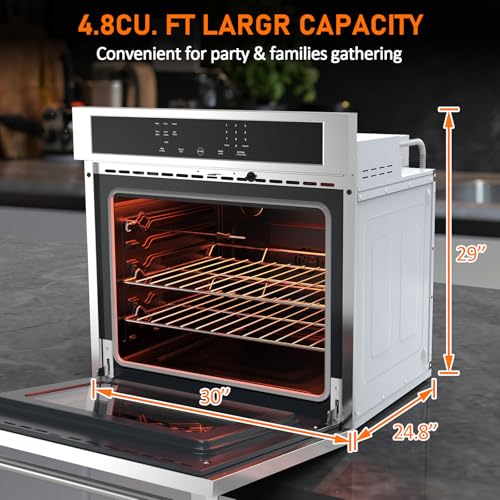 30 Inch Electric Wall Oven with Convection, Touch Control, Large Capacity