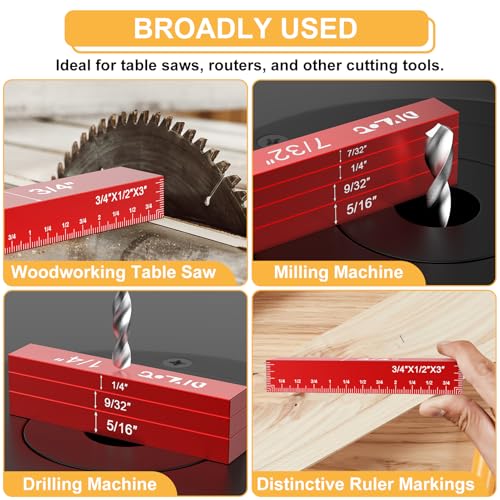 Diylog Setup Blocks Height Gauge Set 16 PCS for Woodworking – Aluminum Block Set with Case, 3" Blocks, 1/16" to 1"