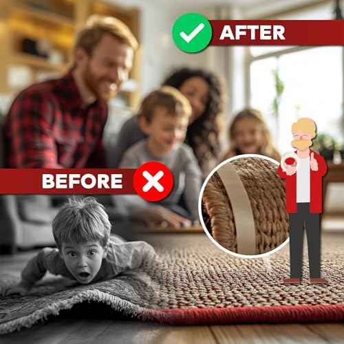 XFasten Double Sided Carpet Tape for Area Rugs, 2 Inch x 30 Yards ? Heavy Duty Anti Slip Rug Grip Tape, Works as Rug Grippers, Residue Free, Wood Safe, Easy Removal for Hardwood and Laminated Floors