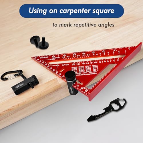 ViewReal Premium Tall Stair Gauges for Framing Square - Anodized Aluminum, Anti-Slip, Includes Holder & Keychain