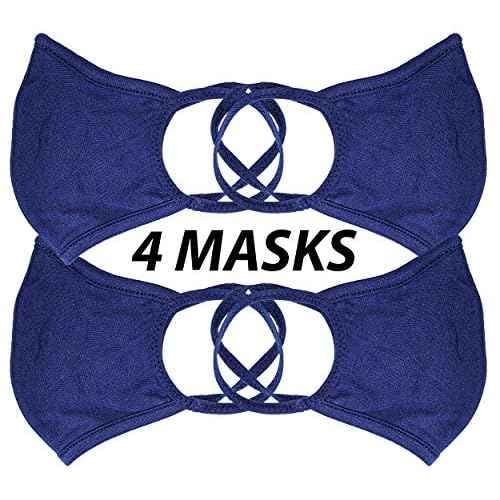 Universal Cloth Face Masks ? Reusable Dust & Allergy Masks ? 100% Cotton, 2 Layer, Washable, for Teens & Adults ? Protects from Dust, Pollen, Pet Dander & More (Blue, Large - Pack of 4)