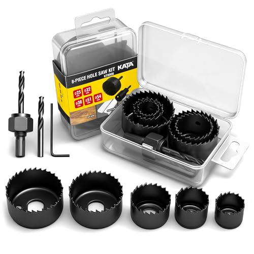 KATA 8PCS Hole Saw Kit 1" to 2-1/8" for Wood, Drywall, PVC, Plastic