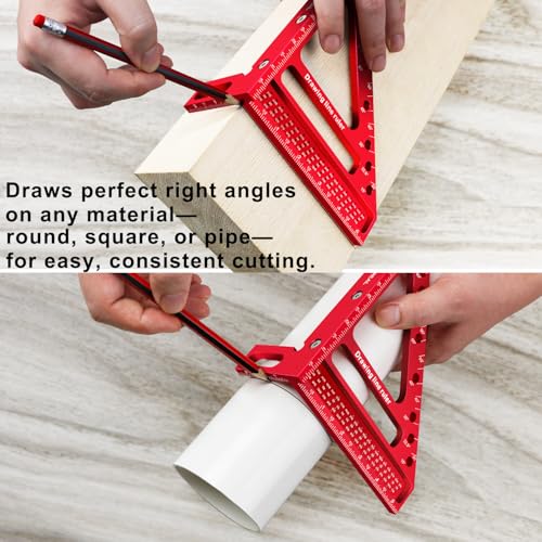ViewReal Large Carpenter Square 3D Multi-Angle Ruler - Red