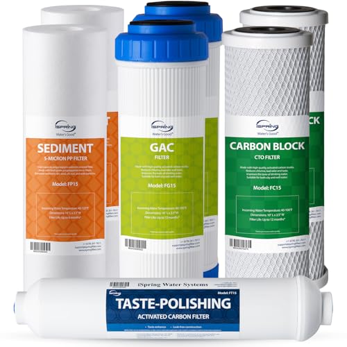 iSpring F7-GAC 1-Year Replacement Water Filter Cartridge Pack for RO Systems