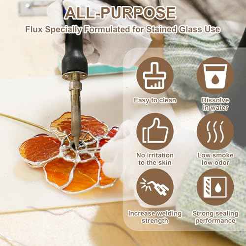 Liquid Flux Soldering 100ml - Stained Glass Flux for Soldering Work, Glass Repair and More - Stain Glass Tools and Supplies - Waterbased Liquid Zinc Flux for Stained Glass