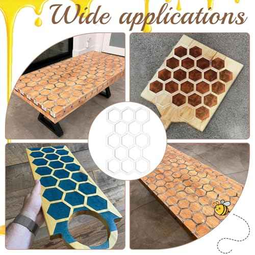 MAYJOYDIY Honeycomb Transparent Acrylic Templates 11.7x7.8 Inch Honeycomb Router Template Acrylic Hexagon Woodworking Template for Painting Graffiti Handicraft Decorative Design