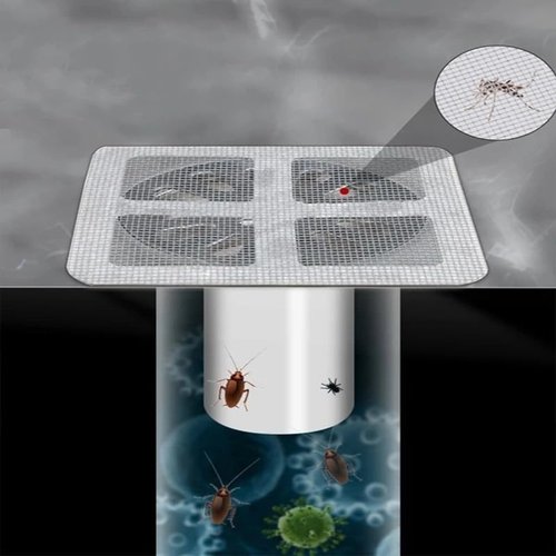Disposable Shower Drain Cover Hair Catcher 4" X 4" Mesh Stickers for Bathroom, Laundry, Bathtub, Kitchen, and Sink 20 PCS