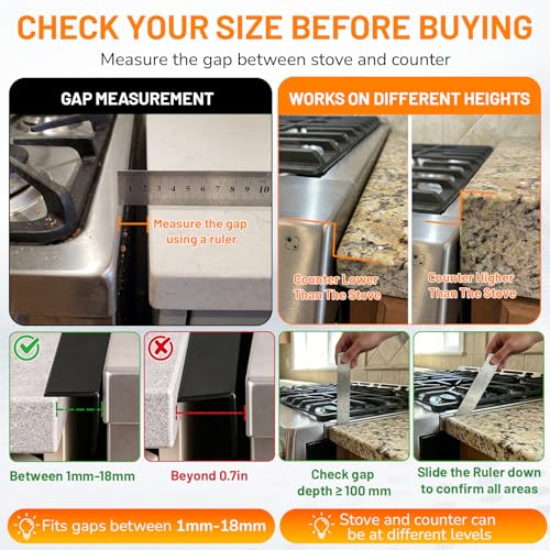 ItsNio Adjustable Stainless Steel Stove Gap Cover 13.8-27.5 Inches Black, Range Filler & Guard