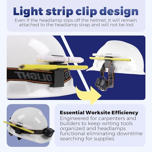 Hard Hat Pencil Holder Clip | 3-in-1 Attachment for Carpenter Pencils, Markers & Headlamp Bands | Black Reinforced Nylon Accessory Fits Both Sides of Hard Hats for Woodworkers