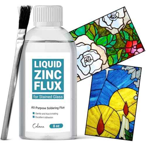 8OZ Liquid Solder Flux for Stained Glass, Handy Soldering Flux with Flux Brush, Stained Glass Paint Supplies Kit & Starter Tools, Easy Clean Up, 237ml