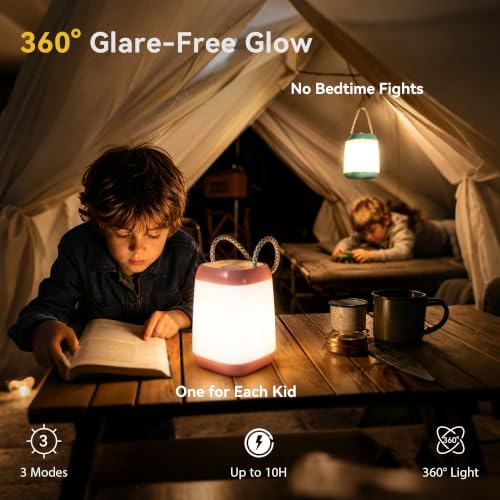 HOKOILN 2-Pack Portable LED Camping Lanterns - Battery Powered Tent Lights