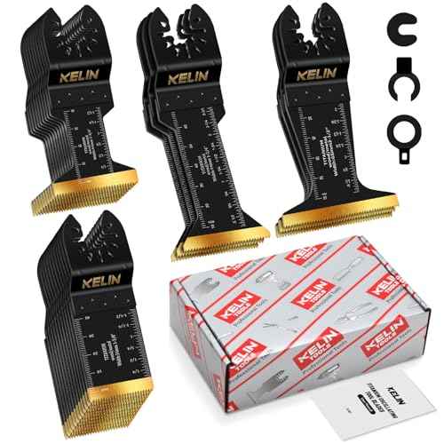 KELIN 28PCS Titanium Multitool Blades Kit, 4 Sizes Oscillating Tool Saw Blades Set for Metal and Wood Detail Cutting, Fit Bosch Fein Milwaukee Ryobi Dewalt