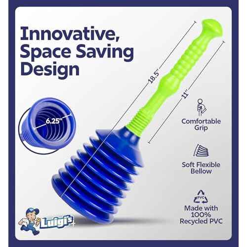 Luigi's Sink Plunger Kitchen - Sink Plunger Bathroom - Drain Bathtub or Shower - Small and Powerful Clog Remover - Commercial Style "Plumbers Plungers" with Large Bellows