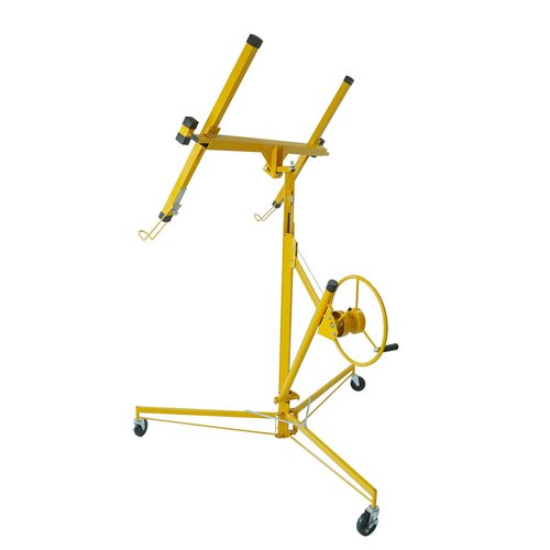 cerbordy 16 FT Drywall Lift Panel Rolling Hoist Jack Lifter Sheetrock, Drywall Lifting Construction Tools Caster Wheel with Adjustable Telescopic Arm, 16', Yellow