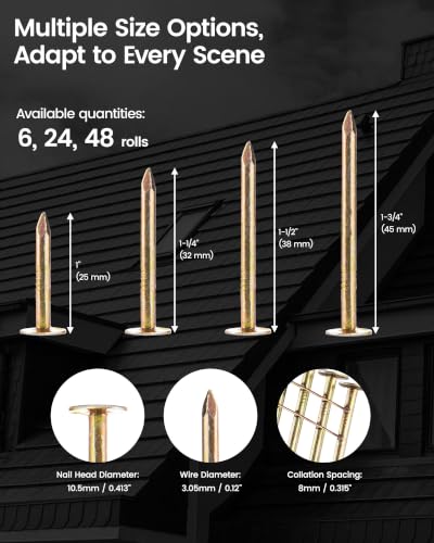 Meite Coil Roofing Nails 1-1/4 Inch 15 Degree Wire Collated Pack of 720
