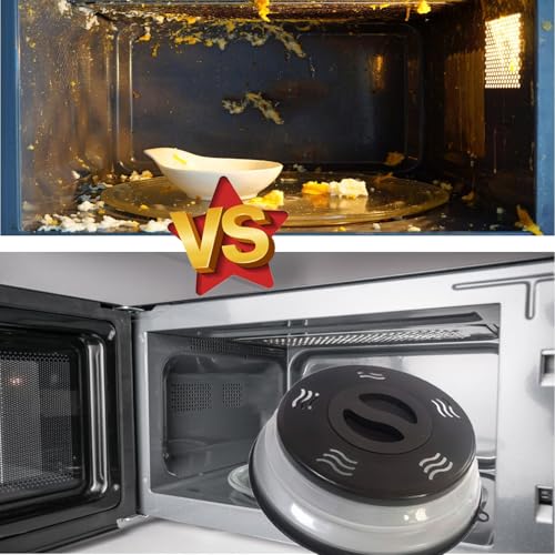 XGHJ Microwave Splatter Cover 1 Pack Black – Foldable, BPA-Free, Ventilated Plate Cover with Hook Hole