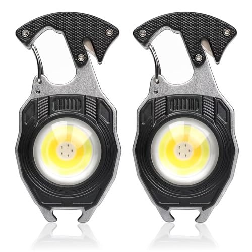 Black 2-Pack MAKDAK Rechargeable Keychain Flashlights with 7 Modes & Lighter Function