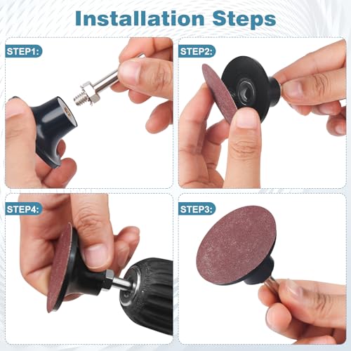 2 Pack 2 inch Die Grinder Sanding Disc and 1/4 Shank, Grinder Holder for Roloc, Quick Change Disc Holder Accessories Polishing Scrub, and Surface Conditioning Tool