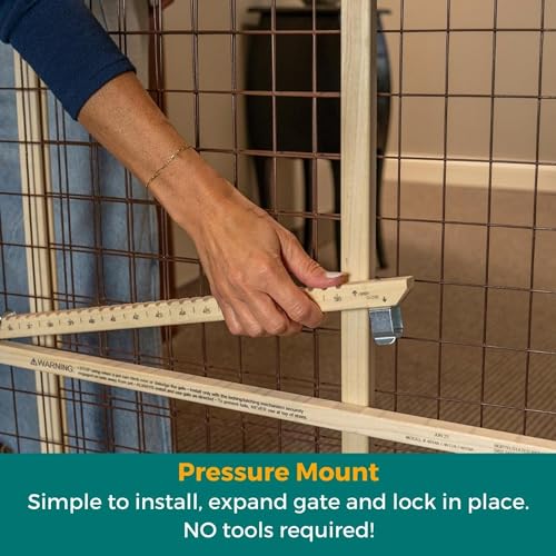 MYPET Wire Mesh Dog Gate: 29.5"-50" Wide, Pressure Mounted with No