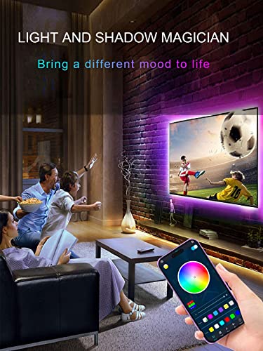 KANTUTOE Multicolor 16.4FT LED TV Backlight Strip for 45-75 Inch Smart TVs with Bluetooth App & Music Sync