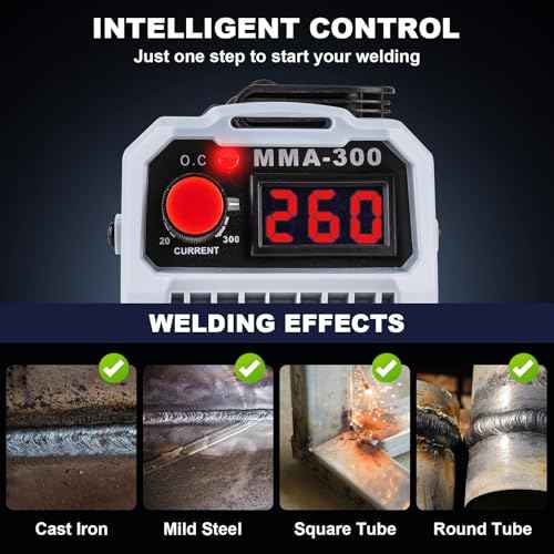 BetyBedy Mini Stick Welder, Portable Welding Machine, 110V MMA-300Amp Welder Machine with Hot Start, Arc Force, Anti-Stick, IGBT Inverter Electric Welding Machine for 1/16"-1/8" Rod ARC Welder