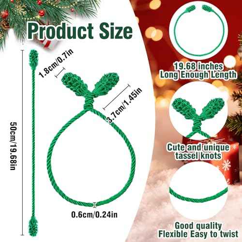 12pcs 20 Inches Christmas Garland Ties, Reusable and Flexible Xmas Garlands Wreath Twist Tie for Banister Railing Stairs Tree Home Holiday Decoration Craft Wrapping(Green)