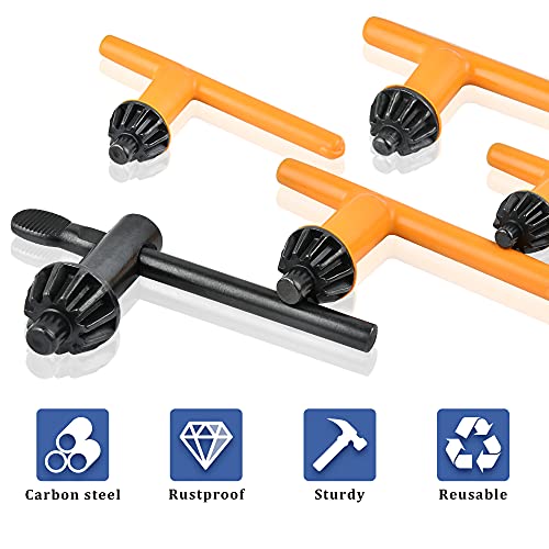 5 Sizes Drill Chuck Key Wrench, High Hardness Carbon Steel Replacement Drill Press Chuck Key for Drill Clamping Tool (Chuck Diameter: 1/4" / 3/8" / 1/2" / 5/8" 3/4")