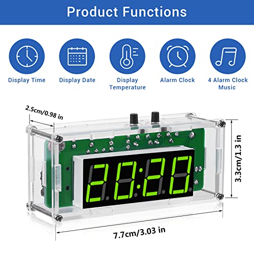 MiOYOOW 4-Digit Multifunctional DIY Digital Clock Kit - Soldering Practice & STEM Project