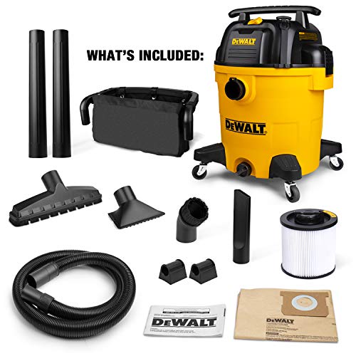 Yellow 12 Gallon DEWALT Wet/Dry Shop Vacuum 5.5 HP with Hose & Accessories