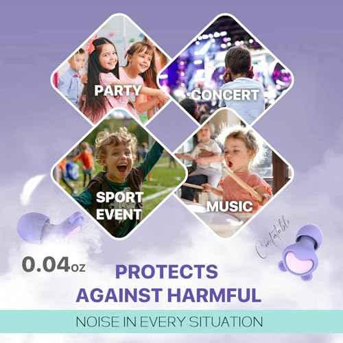 Kids Ear Protection Kids Ear Plugs (6-12yrs) - Reusable Everyday Noise Relief for Child Adult with Small Ear Canal, for Focus, Anxiety, Stress, School, Home, Playtime ?26 dB Noise Reduction Earplugs