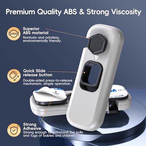 5 Pack Child Proof Refrigerator Lock, Fridge Locks for Kids with Sticky Adhesive Pads, Child Safety Locks for Doors, RV Refrigerator, Oven Lock Child Safety Baby Cabinet Locks (Grey)