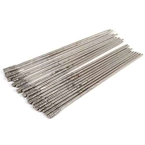 Drill Bits-20PCS 1mm Diamond Coated Lapidary Drill Bits Solid Bits Needle for Jewelry Agate