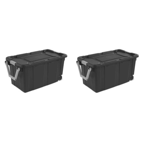 40-Gallon Wheeled Plastic Storage Bin – Extra Large Container with Handle, Gray, 2-Pack