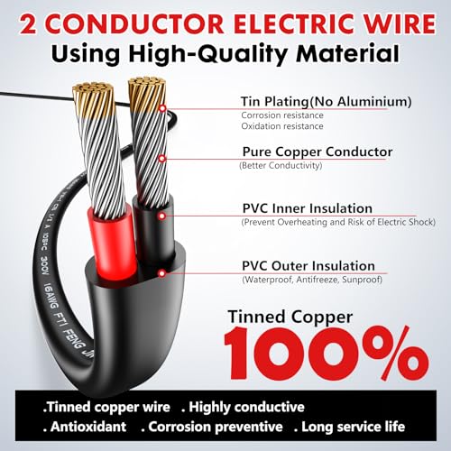 Oududianzi 30FT 2-Conductor 18 AWG Electrical Wire Stranded PVC for Automotive Marine LED Lighting