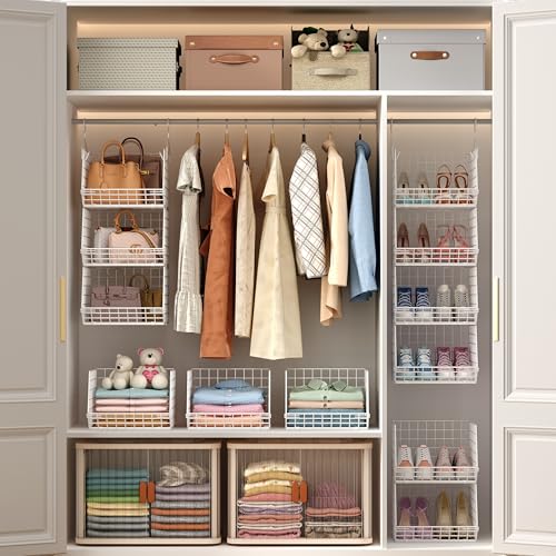 X-cosrack White 4-Tier Foldable Closet Hanging Organizer - Space Saver