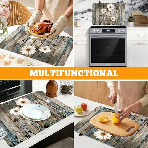 Daisy Variation Stove Top Cover for Electric Stoves - Heat-Resistant Silicone Protector
