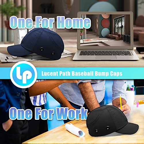 Black Baseball Safety Bump Cap - 100% Cotton, Impact-Resistant ABS Shell, Dual-Layer Padded Foam, Breathable, Adjustable Head Protection Hard Hat Cap