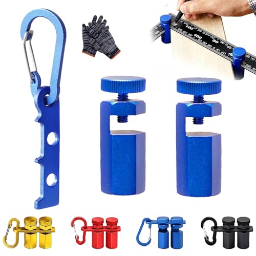 Fotymiu Tall Stair Gauges for Framing Square – Hexagonal Lock, Holder & Hook (Blue-1 Set)