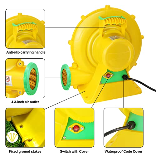 ZAFIED 550W/0.74HP Commercial Bounce House Blower with Double-Sided Fan - Fast Inflation for Inflatable Castles and Slides