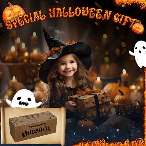 EverBrite Halloween Flashlights Halloween Gifts, Small LED Flash Light Handheld Torch with Lanyard 3AAA Battery Included, 1 Pack-Black