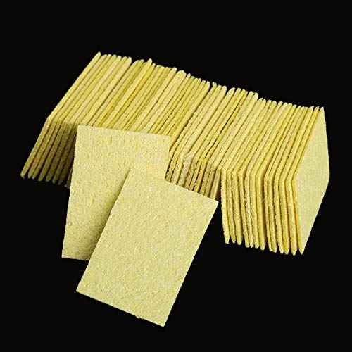 50PCS Soldering Sponge, Replacement Soldering Iron Cleaning Pads Sponge, Yellow Soldering Iron Special High Temperature Sponge