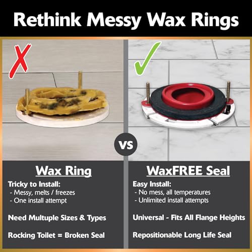 Korky WaxFree Toilet Seal Kit with Hardware — 1 Pack, Easy Install, Universal Fit
