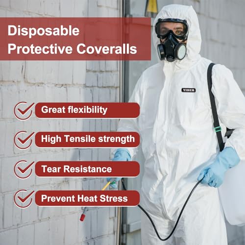 YIBER Disposable Hazmat Suit White Large 1-Piece Protective Coverall