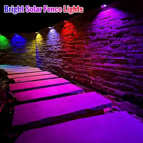 Solar Fence Lights, Warm White & RGB Fence Lights Outdoor Step Lights Outdoor Waterproof LED Solar Lighting for Outside, Backyard, Patio, Deck, Stair Handrail, Pool and Wall(12 Pack,Black)